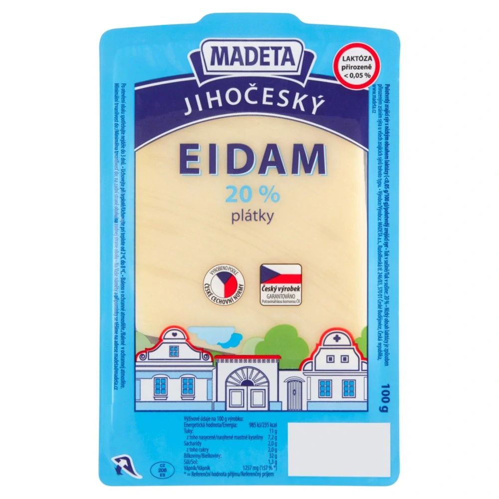 Madeta Jihočeský Eidam 20% plátky