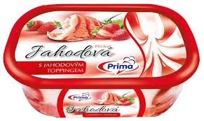 Prima Jahodová zmrzlina s jahodovým toppingem